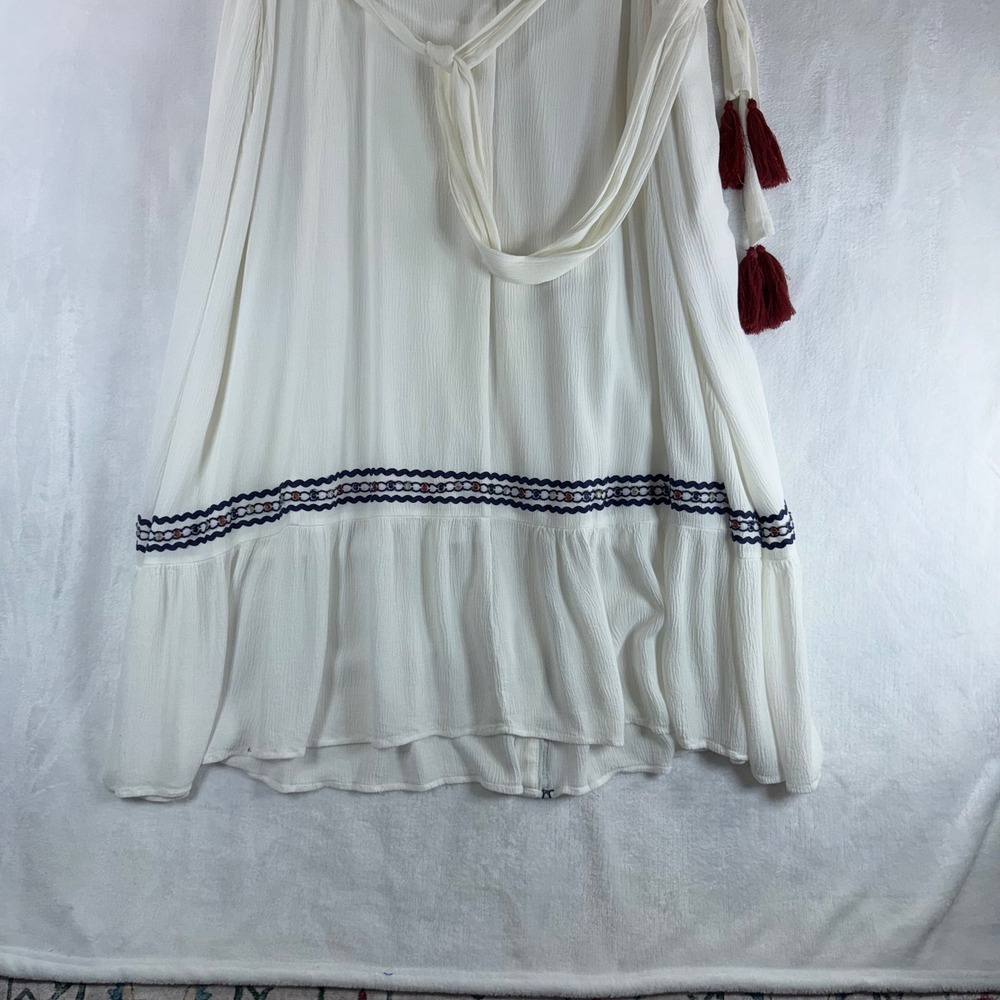 Now + Gen x Sonoma White Embroidered Tassel Belted Shirt Dress Plus Size 2X - Picture 7 of 10